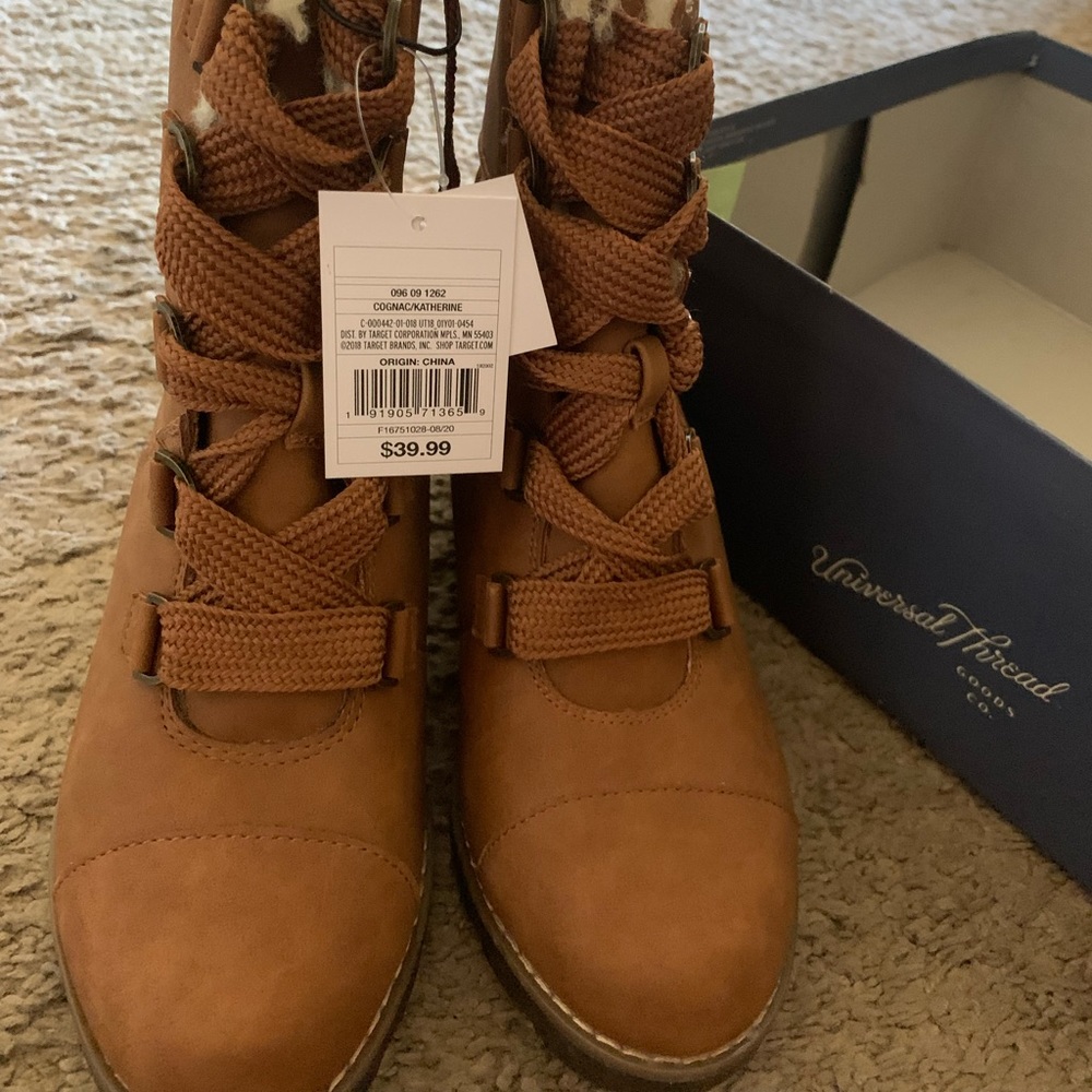 Brand new! Tan wedge boot from Target size 5 1/2w